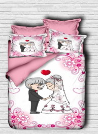 L'essentiel linge de maison Juego de funda nórdica doble con diseño 3D, Blanco, Rosa y Gris